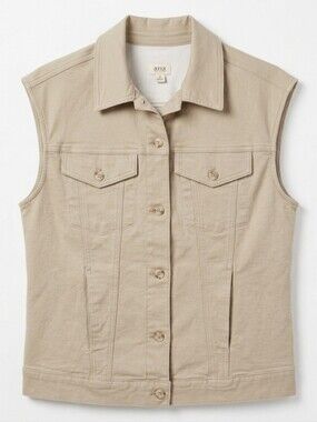 Women’s a.n.a Beige Jean Vest Tan Sleeveless Trucker Jacket Medium